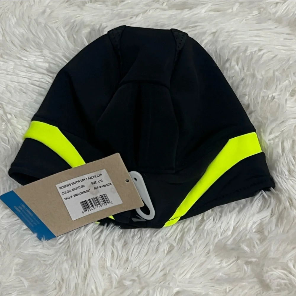 Brooks Women’s Vapor Dry 2 Racer Running Cap Hat Black Neon Yellow L/XL NWT